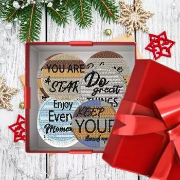 8 шт. Алмазная картина DIY подставка для торта животное деревянная алмазная картина ремесла подставка для торта фраза для кофейного столика бар кружки стеклянный стаканчик пивной