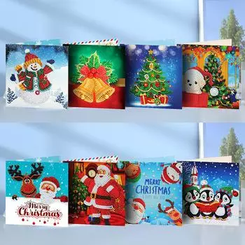 8 шт. Алмазная картина поздравительная открытка рождественская вышивка набор 5D DIY частичная дрель открытка художественное ремесло ручная работа на день рождения фестиваль