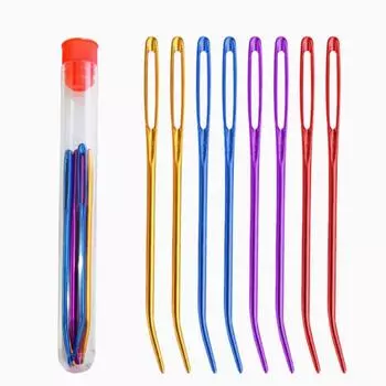 8 шт. алюминиевая игла для свитера с локтем, игла для свитера с большим ушком, игла для ручного шитья, игла для ручного шитья с локтем