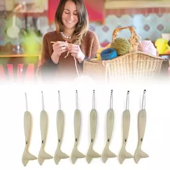 8 шт. эргономичный крючок для вязания 2,5-6,0 мм алюминиевый крючок для вязания с ручкой из смолы в виде рыбьего хвоста для начинающих любителей