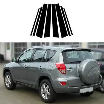 8 шт. автомобильные боковые окна, дверные стойки, накладки на стойки, черные наклейки для Toyota RAV4 XA30 2006 2007 2008 2009 2010 2011 2012
