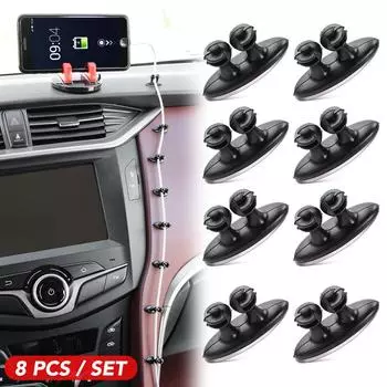 8 шт., автомобильный провод, держатель кабеля, зажимы для галстука, фиксатор линии, органайзер, клейкий клей 8Pcs чёрный