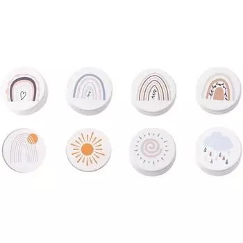 8 шт. белые деревянные ручки для ящиков с радужным узором, ручки для шкафов, ручки для мебели с винтами, ручки для спальни, кухни, шкафа 8pcs