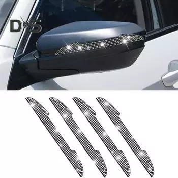 8 шт. блестящее зеркало заднего вида для автомобиля, наклейки с защитой от царапин, протектор со стразами, авто дверная ручка, защита кромок, полоса, наклейка, внешнее украшение автомобиля разноцветный