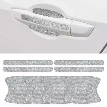 8 шт. блестящие хрустальные алмазные стразы для украшения дверных ручек автомобиля, наклейка для защиты от царапин чёрный