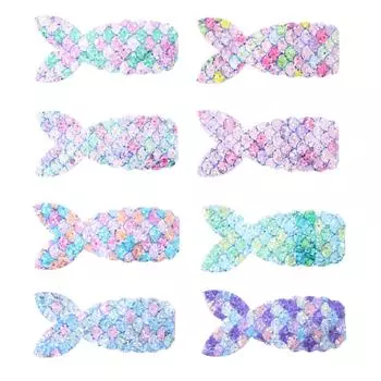 8 шт. блестящих заколок для волос русалки для девочек, принцессины заколки, металлические заколки для волос для малышей, зажимы-аллигаторы, аксессуары для волос