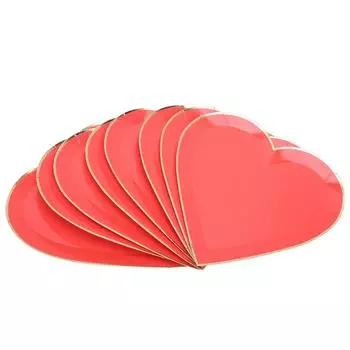 8 шт. бумажных тарелок на День матери, День святого Валентина, свадебные принадлежности для вечеринок, столовая посуда, украшения(красный ) красный
