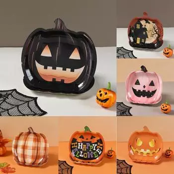 8 шт. бумажных тарелок на Хэллоуин, сувениры для вечеринок, украшения на Хэллоуин, бумажные тарелки с тыквами для дома, товары для вечеринки в честь Хэллоуина