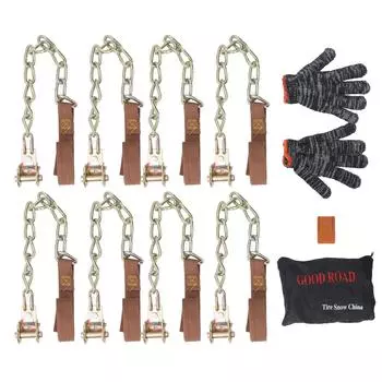 8 шт. цепи противоскольжения для зимних шин из легированной стали, утолщенные, универсальные для легковых автомобилей, внедорожников, пикапов, грузовиков от 165 до