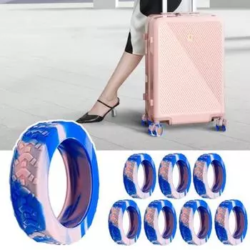 8 шт. Чехлы на колеса для багажа Износостойкие толстые Уменьшают шум Защита колесиков Предотвращают царапины Нескользящие защитные чехлы на колесики для багажа фиолетовый