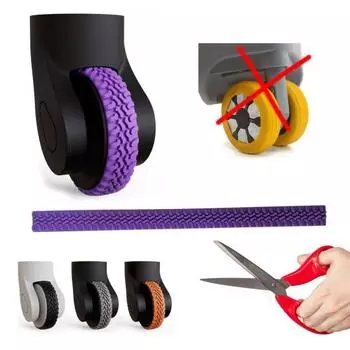 8 шт. Чехлы на колеса для багажа Износостойкие толстые Уменьшают шум Защита колесиков Предотвращают царапины Нескользящие защитные чехлы на колесики для багажа B синий