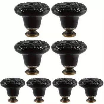 8 шт. черные керамические ручки, винтажные ручки для кухонных шкафов, винтажные керамические ручки для комода, декоративные ручки для ящиков, ручки для мебели, дверные ручки 8pcs чёрный