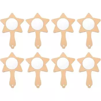 8 шт., деревянное зеркало «сделай сам» для рисования, детское зеркало, набор зеркал принцессы Росс, маленькое детское ручное зеркало, материал для рукоделия, подарки для девочек 9.3*14.4*0.5cm,8Pcs бежевый