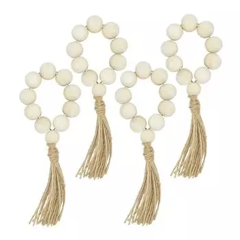 8 шт. держатель для салфеток в деревенском стиле, кольца для салфеток из натурального дерева с кисточками, пряжки для салфеток ручной работы для свадебного декора дома