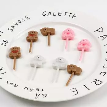 8 шт. детские палочки для еды мультяшные вилки для фруктов подходят для обедов малышей декоративные палочки для еды многоразовый ланч-бокс набор зубочисток