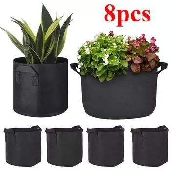 8 шт фетровые мешки для выращивания растений садоводство выращивание кашпо круглые цветочные горшки для посадки овощей мешочек сад балкон горшок контейнер принадлежности 30*25-1pcs