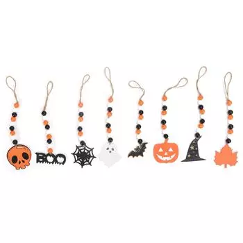 8 шт. гирлянда из бусин для фермерского дома на Хэллоуин, деревянная гирлянда из тыквы, настенные украшения для Хэллоуина