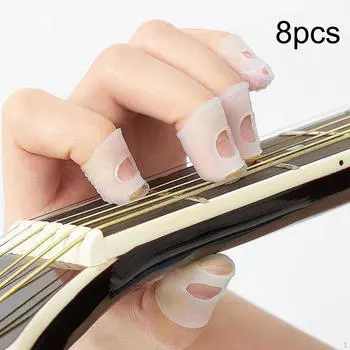 8 шт., гитарные защитные чехлы для пальцев, защитные колпачки для пальцев, силикон, силиконовый палец S