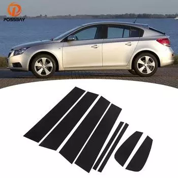 8 шт. глянцевые черные стойки автомобиля, накладки на двери, окна, декоративные наклейки для Chevrolet Cruze Facelift Hatchback 2013-2015
