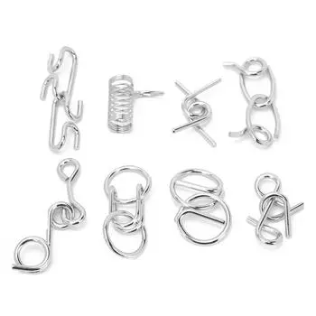 8 шт. головоломки из нержавеющей стали для развития интеллекта, застежка-молния, игрушка-головоломка для взрослых и пожилых людей