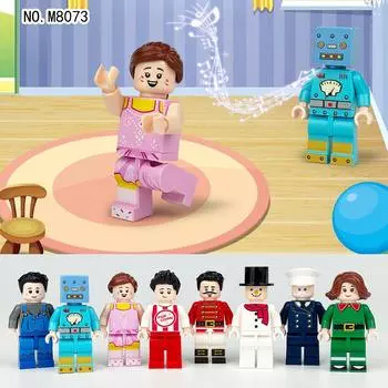 8 шт., городская профессиональная кукла-полицейский, строительные блоки, кукла с маленькими частицами, детские игрушки