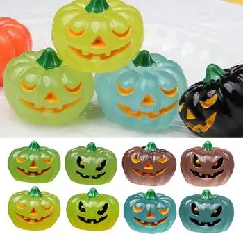 8 шт. Хэллоуин светящиеся тыквы фигурки смоляные аксессуары для вечеринок микропейзажи миниатюры мини настольные украшения