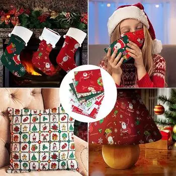 8 шт. хлопчатобумажная ткань для рукоделия Fat Quarter Fabric Bundles комплект из лоскутного шитья для рождественских украшений 25x25cm