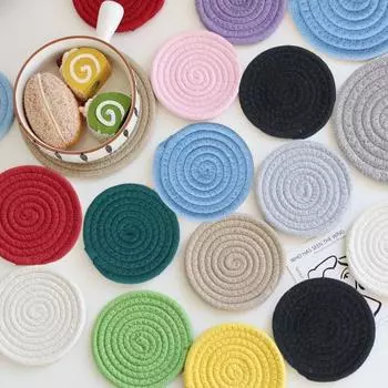 8 шт. хлопчатобумажные тканые подставки под напитки, впитывающие подставки для журнального столика, плетеные подставки, термостойкий защитный коврик для стола для всех чашек 8pcs