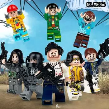 8 шт. игровая сцена, строительные блоки, модель куклы, оружие, детские развивающие игрушки