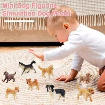 8 шт., имитация статуи собаки, модель, милый Шиба-ину, золотистый ретривер, фигурка хаски, реалистичная фигурка животного, ПВХ, однотонная модель, настольный орнамент, автомобиль 1 Set