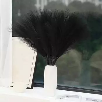 8 шт. искусственная пампасная трава высотой 21,6 дюйма, цветочные большие искусственные помпезные травяные ветки, растения для напольной вазы, наполнитель для домашнего декора в стиле бохо One Size чёрный