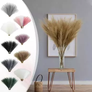 8 шт. искусственная пампасная трава высотой 21,6 дюйма, цветочные большие искусственные помпезные травяные ветки, растения для напольной вазы, наполнитель для домашнего декора в стиле бохо One Size бежевый