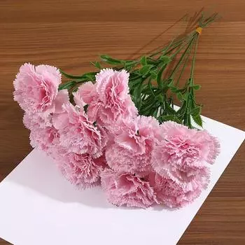 8 шт. искусственных гвоздик, реалистичные искусственные шелковые цветы, свадебные, для дома, офиса, стола, центральное украшение, искусственные цветы, подарок на День матери 8pcs жёлтый