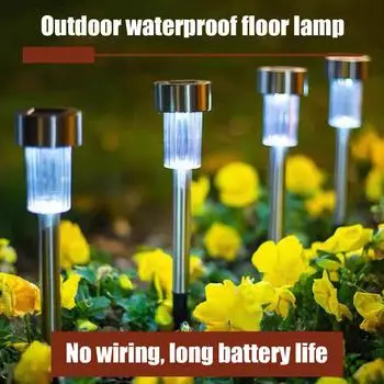 8 шт. из нержавеющей стали, солнечный ландшафтный светильник с заземлением для газона, уличный, IP44, водонепроницаемый и без проводов, для украшения двора на Рождество и Хэллоуин 1PCS colored light