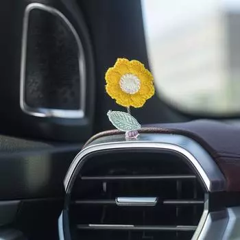 8 шт. качающаяся головка вязание цветок автомобиль креативные милые украшения консоль приборная панель зеркало заднего вида украшения женские автомобильные аксессуары