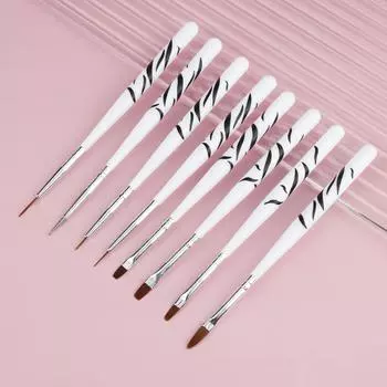 8 шт. Кисти для дизайна ногтей, полный набор полигелевых ногтей, дизайн, рисунок, резьба, точечный рисунок, подводка, акриловый гель-лак, маникюрные инструменты белый