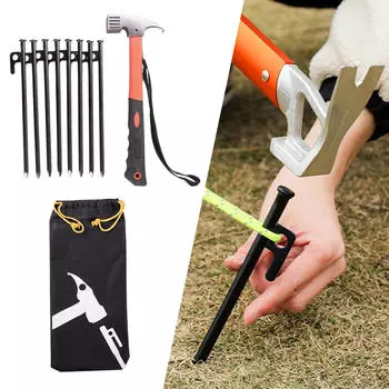 8 шт. колышки для палаток и колышки для кемпинга с молотком, сверхмощные колышки для пикника, рюкзака Orange Hammer