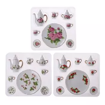 8 шт./компл. 1:12 миниатюрных столовых приборов для кукольного домика фарфоровая чайная тарелка чашка тарелка as the picture