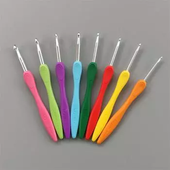 8 шт./компл. 2,5-6,0 мм алюминиевые иглы для вязания крючком с мягкими ручками, вязальные спицы