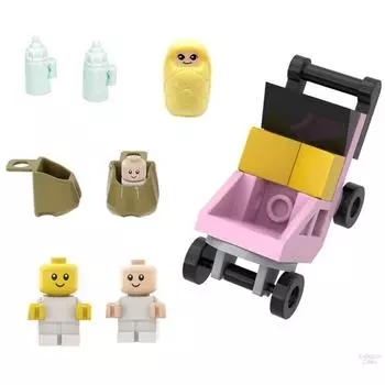 8 шт./компл., детские тележки, строительные блоки, аксессуары, кирпичи MOC, сделай сам, детская коляска, модель кровати, детские развивающие игрушки