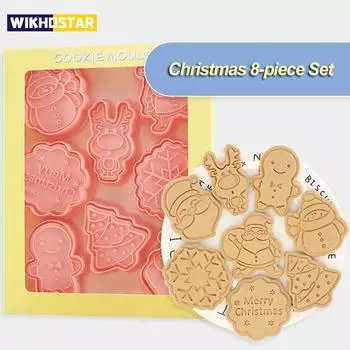 8 шт./компл. DIY рождественская форма для печенья, пластиковая форма для печенья, мультяшная форма для выпечки, инструменты для украшения печенья, инструменты для выпечки Christmas