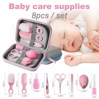 8 шт./компл. для маленьких детей, уход за волосами и ногтями, термометр, триммер, очиститель, зубная щетка, товары для ухода за ребенком WG20IL50a розовый