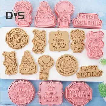 8 шт./компл. форма для печенья, мультяшная легко чистящаяся полипропиленовая тема, формочка для печенья на день рождения, декор для вечеринки розовый