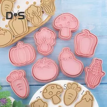 8 шт./компл., гибкая многоцелевая пластиковая форма для печенья с героями мультфильмов, резак для овощей, инструмент для помадки розовый