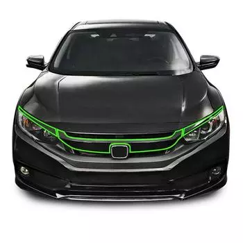 8 шт./компл., глянцевая черная передняя верхняя решетка бампера автомобиля, молдинговая накладка, защитная наклейка, подходит для Honda Civic 2016 2017 2018 2019 2020