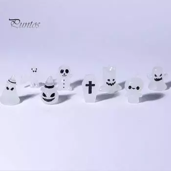 8 шт./компл. Хэллоуин фигурка светящаяся мини тыква призрак скелет мумия украшение миниатюрная статуэтка микропейзаж настольное украшение украшение 1 Set