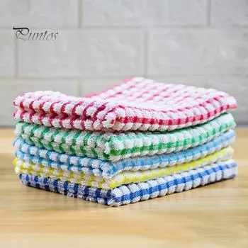 8 шт./компл. хлопковые кухонные полотенца для мытья посуды, быстросохнущие, с превосходной впитываемостью, тряпки для мытья посуды, клетчатый принт, одежда для уборки 8pcs