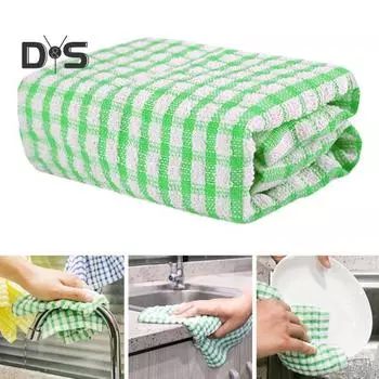8 шт./компл. хлопковые кухонные полотенца для мытья посуды, быстросохнущие, с превосходной впитываемостью, тряпки для мытья посуды, клетчатый принт, одежда для уборки 8pcs