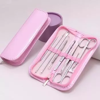 8 шт./компл. Инструмент для извлечения черных точек, пинцет из нержавеющей стали для удаления прыщей, набор для вакуумного удаления черных точек 8PCS(1 SET) чёрный