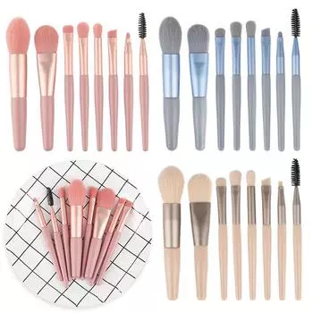 8 шт./компл., кисти для макияжа, мини-кисть для тональной основы, портативная дорожная рассыпчатая кисть для пудры, тени для век, набор кистей для бровей и ресниц 8pcs